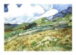Oat field with mountains on the back Vincent  van Gogh