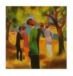 A women in a green jacket August  Macke