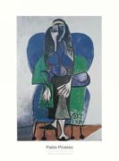 Sitting woman with green scarf Pablo  Picasso