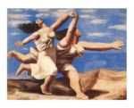 Two women running on the beach Pablo  Picasso