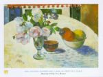 Flowers and a Bowl of Fruit on a Table Paul  Gauguin
