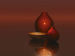 RED VASES WITH BOWL Trevor  Scobie