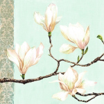 MAGNOLIAS ON TURQUOISE Louise  Anglicas