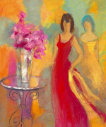 FEMMES AU BOUQUET ROSE Regine  Pivier-Attolini